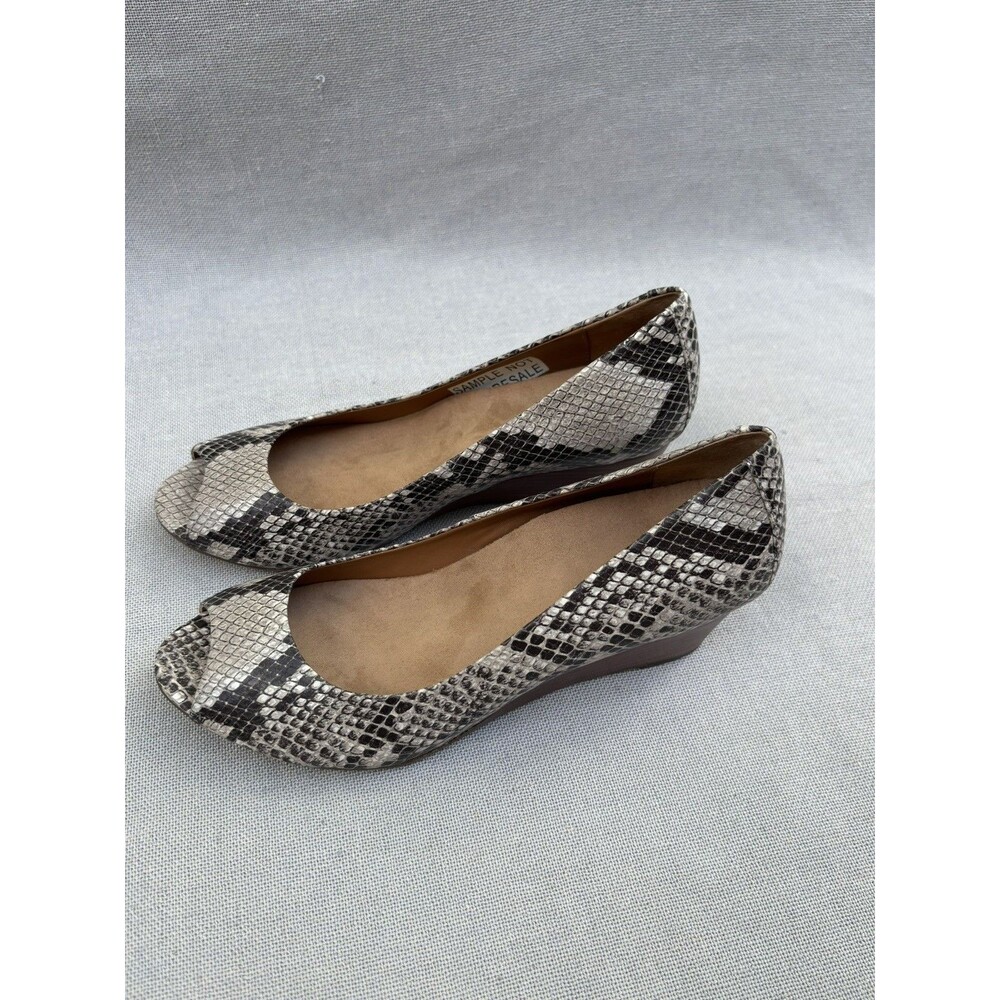 Ladies Vionic 389 Bria/VS043 gray/black snake skin leather wedge heel